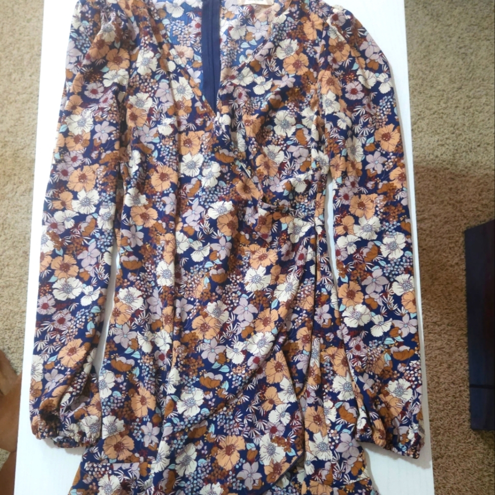 Altar'd State Small Navy Floral Mini Dress